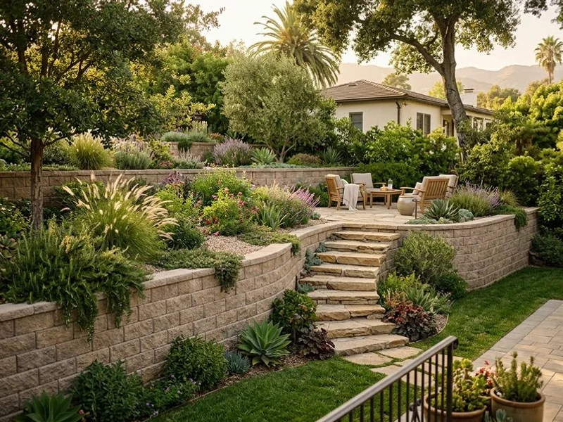 Segmental retaining wall with integrated steps in Glendale